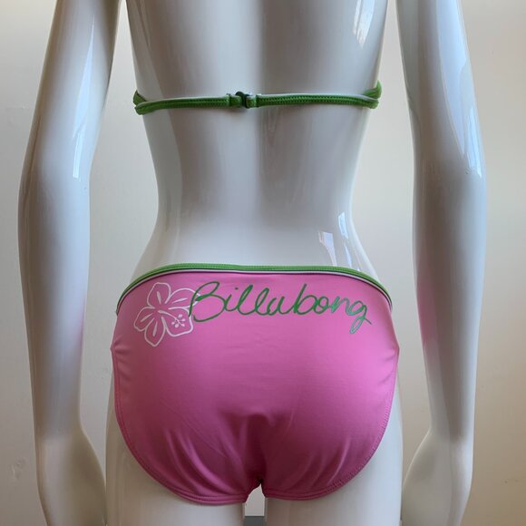 Billabong Girls swimwear pink & green triangle top logo bikini - Picture 4 of 5